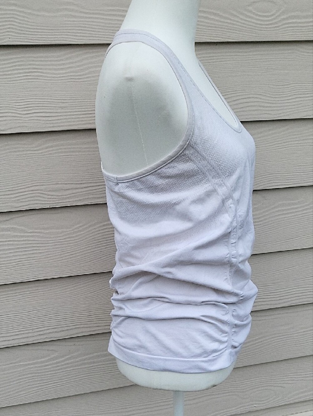Athleta White Ruched Side Racerback Tank Top Size M Yoga - Picture 2 of 13